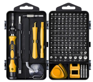 Zestaw precyzyjnych narzędzi 122 elementów żółty