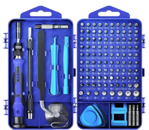 Zestaw precyzyjnych narzędzi 122 elementów niebieski