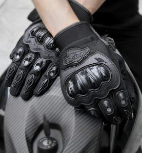 Wzmacniane rękawice na motocykl w kolorze czarnym 