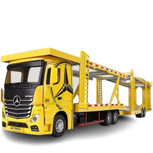 Zabawka dla dzieci auto model samochodu ciężarowego Mercedes-Benz Actros laweta w kolorze żółtym skala 1:24