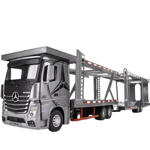 Zabawka dla dzieci auto model samochodu ciężarowego Mercedes-Benz Actros laweta w kolorze szarym skala 1:24 