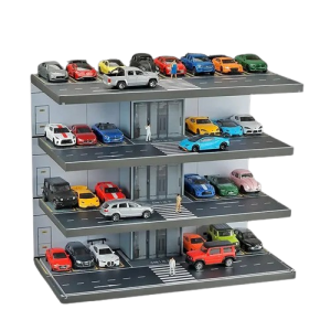 Zabawka dla dzieci diorama parkingu samochodowego makieta dla aut w skali 1:64 z oświetleniem