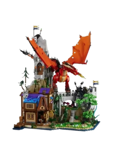 Zestaw klocków średniowieczny zamek z obronnym smokiem w kolorze czerwonym 3745