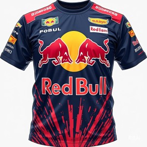 Męska Koszulka Red Bull Racing Krótki Rękaw dla Fanów F1