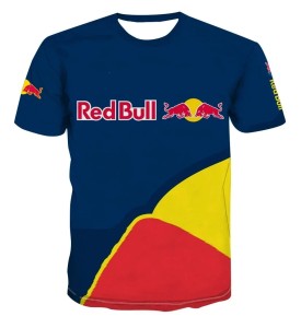 Męska Koszulka z Nadrukiem 3D Red Bull Na Krótki Rękaw