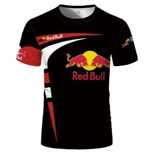 Męska Koszulka z Nadrukiem 3D Red Bull Na Krótki Rękaw