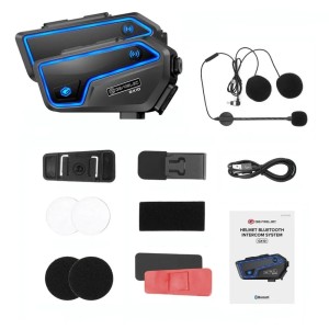 Zestaw 2x Intercom Bluetooth 5.2 do 10 motocyklistów IP67 redukcja szumów CVC/DSP