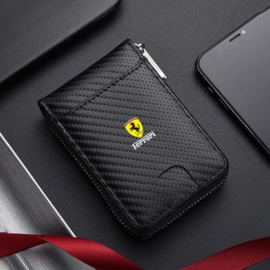 Elegancki Skórzany Portfel Męski w Stylu Carbon Fiber – Etui na Karty Kredytowe