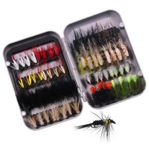 Zestaw Much Wędkarskich z Pudełkiem 64 szt. – Stal Węglowa, Super Ostre Różne Rozmiary 