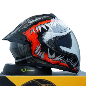 Kask Motocyklowy Szczękowy Modułowy z Podwójną Blendą – Atrakcyjne Grafiki, DOT