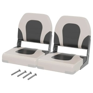 Zestaw 2 Siedzeń do Łodzi Składanych – Fotele Sternika Wodoodporne Biało-Szare