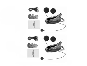 Zestaw 2x Interkom Motocyklowy Bluetooth 5.0 Para 1000m IPX6 Miękki Mikrofon