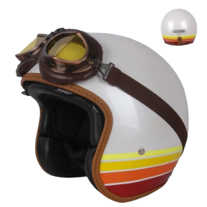 Kask Motocyklowy Otwarty Retro – Styl Cafe Racer & Harley Certyfikat DOT + Gogle