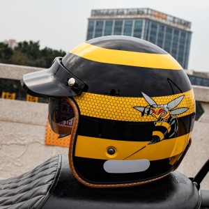 Kask Motocyklowy Otwarty MT-5 Retro z Blendą Wściekła Pszczółka Certyfikat CCC