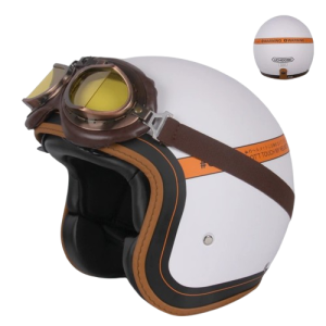 Kask Motocyklowy Otwarty Retro – Styl Cafe Racer & Harley Certyfikat DOT + Gogle