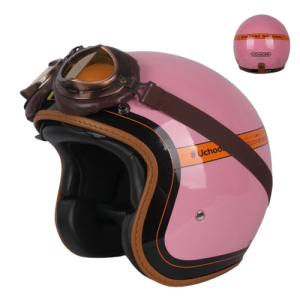 Kask Motocyklowy Otwarty Retro – Styl Cafe Racer & Harley Certyfikat DOT + Gogle