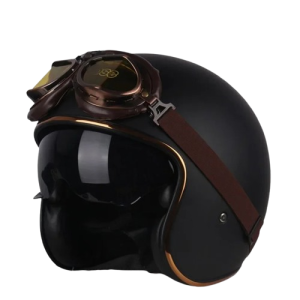 Kask Motocyklowy Otwarty Retro – Styl Cafe Racer & Harley Certyfikat DOT + Gogle