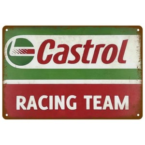 Metalowy Szyld Retro Castrol Racing Team – Tabliczka Dekoracyjna do Garażu 20x30 cm
