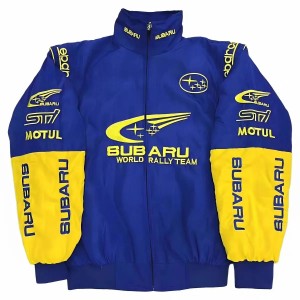 Męska kurtka sportowa racingowa bluza na zamek styl motorsport jesienna wiosenna niebiesko-żółta