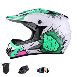 Kask Ekstremalny Downhill Racing z Certyfikatem DOT – Zestaw z Goglami i Rękawicami