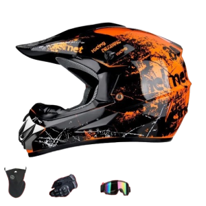 Kask Ekstremalny Downhill Racing z Certyfikatem DOT – Zestaw z Goglami i Rękawicami