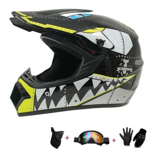 Kask Motocyklowy Cross Off-Road Lekki + Gogle i Rękawice w Zestawie