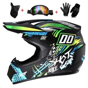 Kask Motocyklowy Cross Off-Road Lekki + Gogle i Rękawice w Zestawie