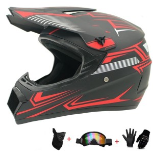 Kask Motocyklowy Cross Off-Road Lekki + Gogle i Rękawice w Zestawie