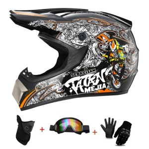 Zestaw Kask Motocrossowy Full Face DOT – Cross, Enduro, MTB Downhill – Unisex 