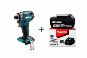 Akumulatorowa Zakrętarka Udarowa 1/4" HEX 18V 180Nm DTD173 + Akumulator 6.0Ah BL1860B LXT