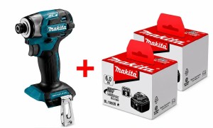 Akumulatorowa Zakrętarka Udarowa 1/4" HEX 18V 180Nm DTD173 + 2x Akumulator 6.0Ah BL1860B LXT