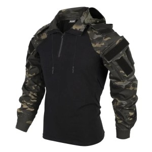 Taktyczna Bluza Bojowa z Kapturem Oddychająca, Szybkoschnięta Bluza Militarna do Paintballa, ASG i Survivalu