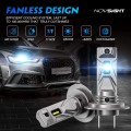 Żarówki samochodowe LED H7 NOVSIGHT bezwentylatorowe IP68 na tle auta specyfikacja