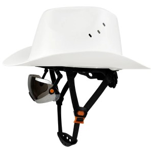 Kask Ochronny Kowbojski BHP z Wizjerem i Wentylowanym Rondem CE ANSI 