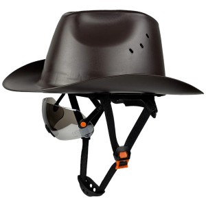 Kask Ochronny Kowbojski BHP z Wizjerem i Wentylowanym Rondem CE ANSI 