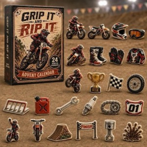 Kalendarz Adwentowy Motocross Grip It and Rip It – 24 Akrylowe Zawieszki i Breloki Cross Enduro MX